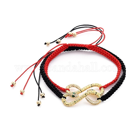 Paar verstellbare Nylonfaden geflochtene Perlen Armbänder BJEW-JB05449-1