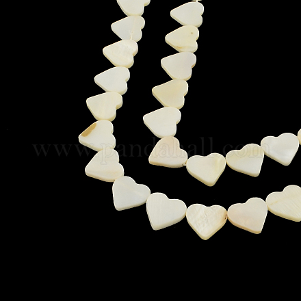 Heart Natural Sea Shell Beads Strands SSHEL-F290-06-1