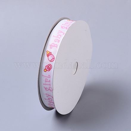 Baby Shower Ornaments Decorations Word Baby Girl Printed Polyester Grosgrain Ribbons X-OCOR-S023-02-1