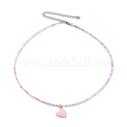Halskette mit Herzanhänger aus legierter Emaille NJEW-PH01493-03-1