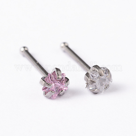 Flower 304 Stainless Steel Nose Studs Nose Piercing Jewelry AJEW-L056-07-1
