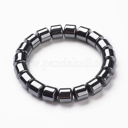 Non-magnetic Synthetic Hematite Beads Stretch Bracelets BJEW-G556-02-1