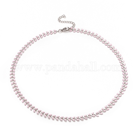 Enamel Wheat Link Chain Necklace NJEW-P220-02P-03-1