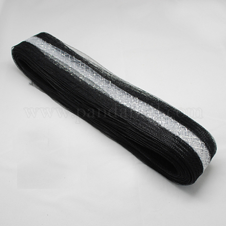 メッシュリボン  プラスチックネットスレッドコード  ブラック  45mm  22ヤード/バンドル PNT-Q010-45mm-11-1