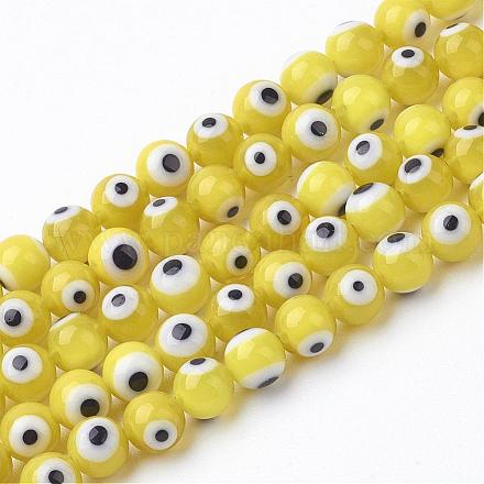 Handmade Evil Eye Lampwork Beads Strands LAMP-J082-02-6mm-1