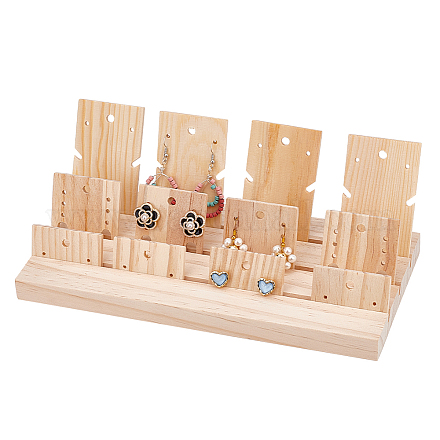 Pandahall expositor de pendientes y joyas soportes de madera para collares y pendientes con 3 tamaño 12 piezas de cartón para pendientes soportes de exhibición de pendientes de madera para vender pendientes que muestran joyas que muestran tarjetas de visita EDIS-WH0012-85-1
