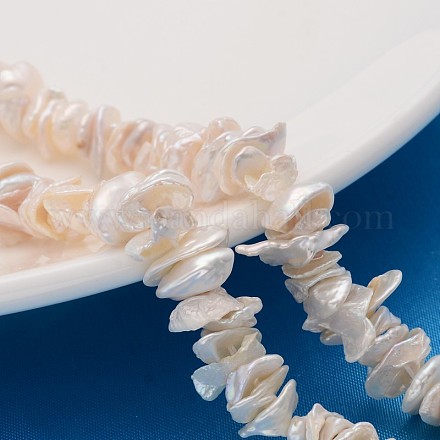 Fili di perle di keshi di perle barocche naturali PEAR-Q004-33B-1