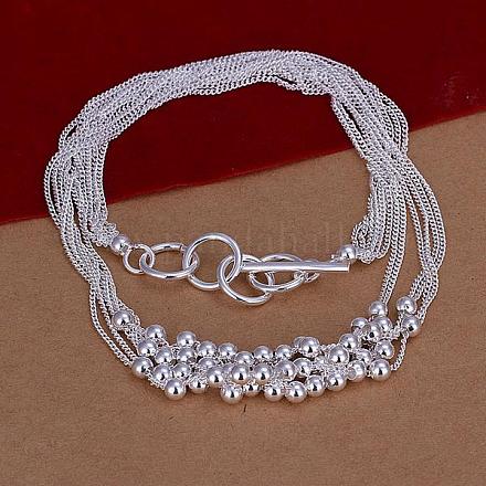 Популярные однониточные ожерелья-цепочки из латуни с цветным покрытием серебра NJEW-BB12671-1