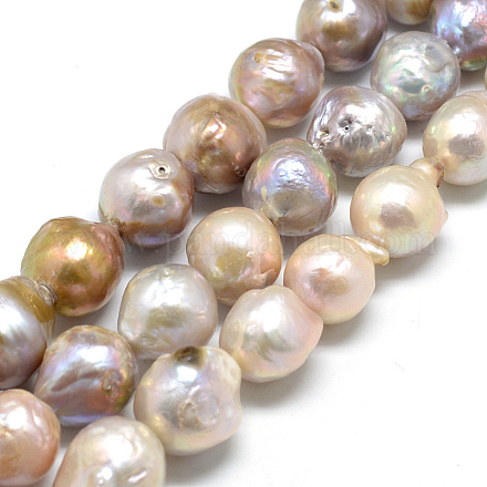 Hebras de perlas keshi de perlas barrocas naturales PEAR-R064-07-1