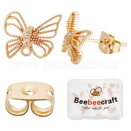 Beebeecraft 10 pièces en laiton zircon cubique bowknot boucle d'oreille accessoires KK-BBC0008-31-1
