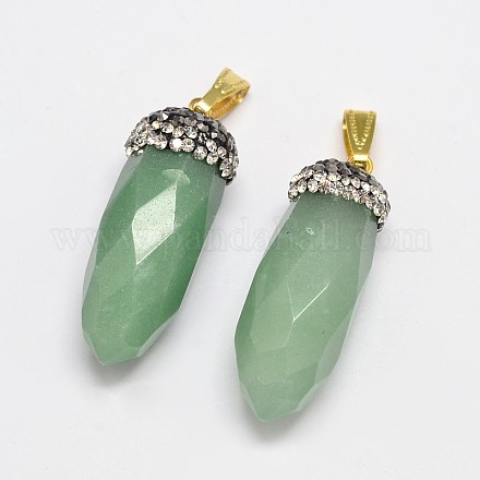 Faceted Bullet Natural Green Aventurine Pointed Pendants G-M255-04-1
