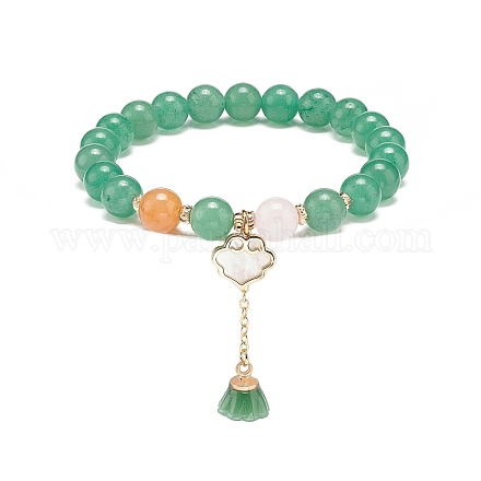 Ensemble de bracelets extensibles à perles rondes en aventurine rouge et verte naturelle et quartz rose BJEW-JB09012-1