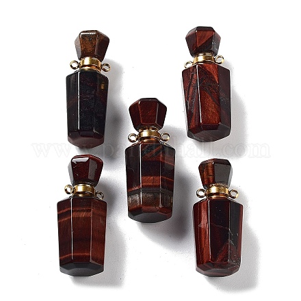 Pendentifs de bouteille de parfum oeil de tigre naturel G-A026-16B-01-1