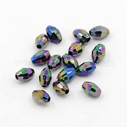 Plating Plastic Acrylic Faceted Oval Beads PACR-L004-07M-1