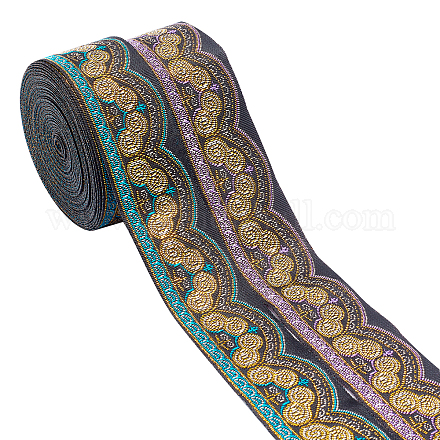 Ahandmaker 2 rouleaux 2 couleurs rubans de polyester à broder de style ethnique OCOR-GA0001-12-1