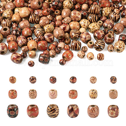 300Pcs 3 Style Wooden Beads WOOD-PJ0001-04-1
