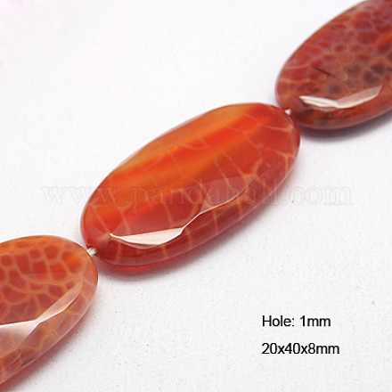 Natural Fire Crackle Agate Beads Strands G-G214-20x40mm-05-1