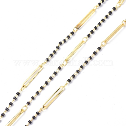 Handgemachte Perlenketten aus Glas & Messing CHC-D029-36G-1