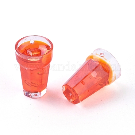樹脂チャーム  模造食品  レモンティー  レッドオレンジ  18.5x12.5mm  穴：1.4mm RESI-CJC0001-59-1
