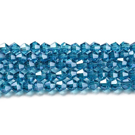 Transparentes perles de verre de galvanoplastie brins GLAA-F029-4mm-C01-1