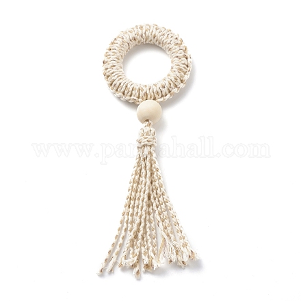 Anillo macrame algodon cordon colgante decoraciones HJEW-JM00752-1