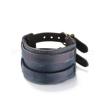 Rétro large bande bracelets cordon en cuir unisexe BJEW-BB16045-C-1