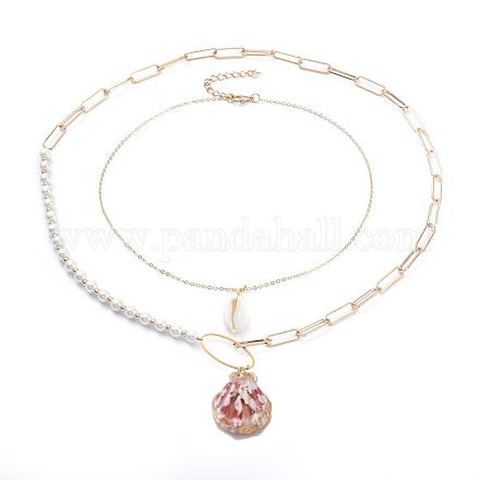 Комплект ожерелья с подвесками-ракушками NJEW-JN02774-1