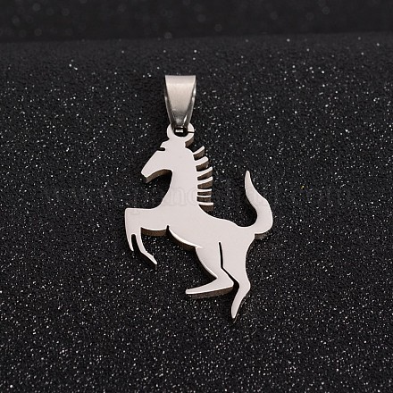 Boy Jewelry Original Color 201 Stainless Steel Blank Horse Pendants STAS-I032-227-1