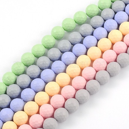 Faceted Round Shell Pearl Bead Strands BSHE-J012-6mm-M-1