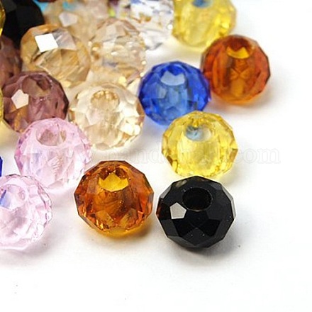 Mixed Faceted Transparent Glass Rondelle Beads X-GLAA-S102-M-1