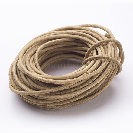 革のビーズコード  牛革  DIYのネックレス作り材料  ペルー  サイズ：約3 mm厚 X-WL-A002-0-1