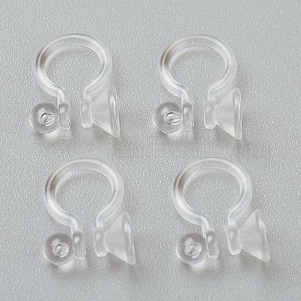 プラスチック製クリップ式イヤリングパーツ  穴開けないイヤリング  透明  12x9x1.2mm  3.8mmのラインストーンに適する KY-P001-09B-1