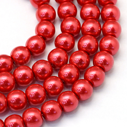 Chapelets de perles rondes en verre peint HY-Q003-6mm-74-1