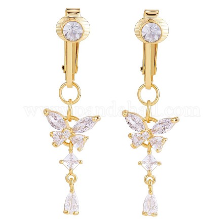 2Pcs Clear Cubic Zirconia Butterfly Dangle Clip on Belly Rings JE1020A-1