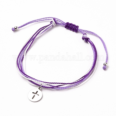 Bracelets tressés en cordon de polyester ciré BJEW-JB05663-01-1