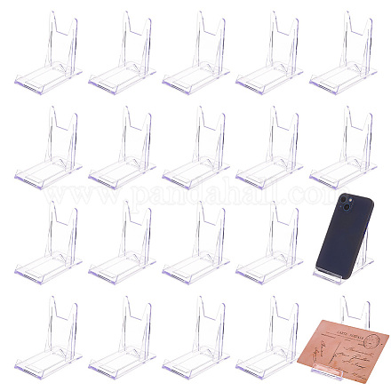 調整可能なプラスチック製の携帯電話ホルダー  長方形  透明  6x11.2x10.5cm DJEW-WH0039-90-1