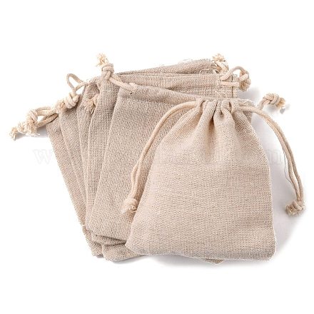 コットンラッピングポーチ巾着袋  小麦  11x9.5cm X-ABAG-R011-10x12-1