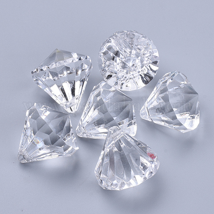 透明なアクリルパーツ  多面カット  ダイヤモンド  透明  36x31mm  穴：2.6mm  約34個/500g TACR-Q260-E-V01-1
