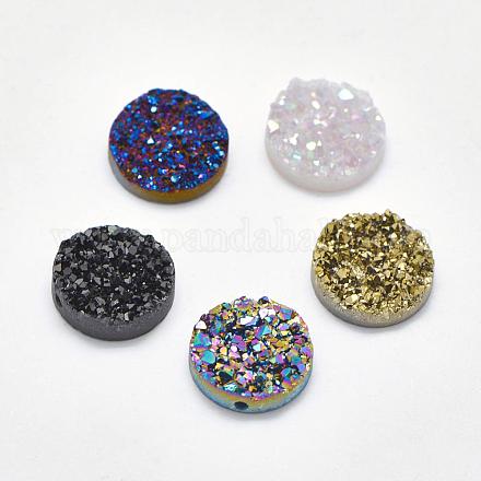Electroplated Natural Druzy Agate Beads G-P319-40-1