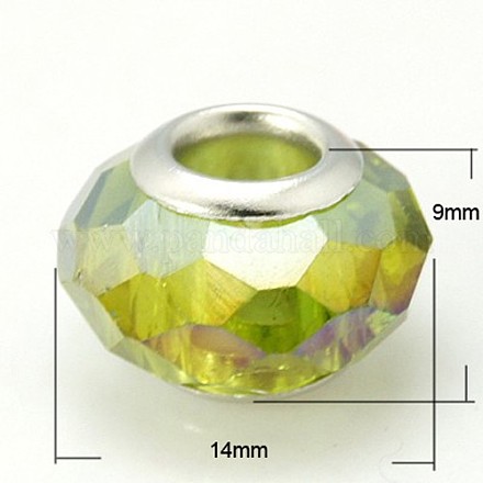 AB Color Large Hole Rondelle Faceted Glass European Beads X-GPDL-H006-25-1