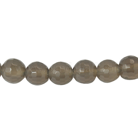 Perles en agate grise naturelle X-G-A050-1-1