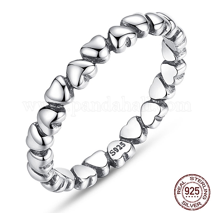 Con 925 anello per dito con fascia a cuore in argento sterling tailandese con timbro RJEW-FF0003-01-17mm-1