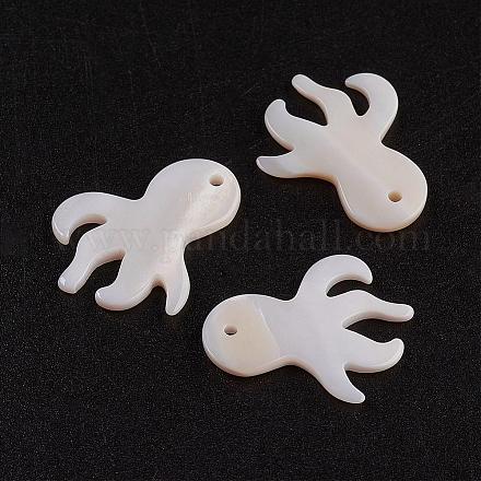 Natural White Shell Mother of Pearl Shell Pendants SSHEL-G014-65B-1