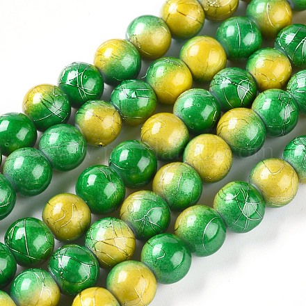 Deux tons brins de perles de couleur cuisson drawbench peint en verre DGLA-S104-8mm-SA34-1