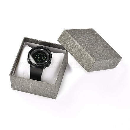 四角い紙のアクセサリー箱  スナップカバー  枕付き  時計とブレスレットのパッケージ用  オリーブ  8.6x8.6x5.7cm CON-G013-01D-1