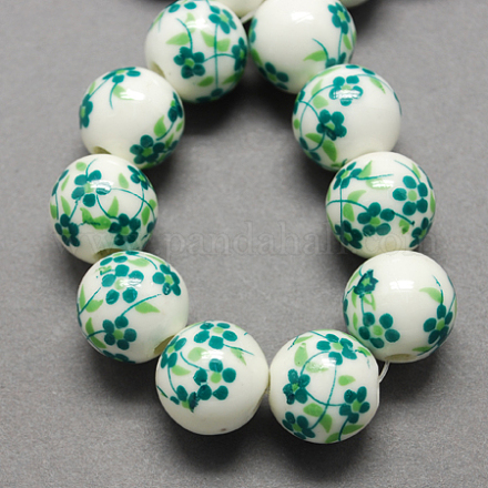 Handmade Printed Porcelain Beads PORC-Q201-10mm-2-1