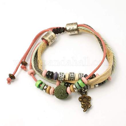 Lava Rock Beads Bracelets BJEW-D264-05-1
