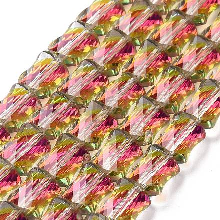 Faceted Electroplated Transparent Glass Beads Strands GLAA-G092-A03-1