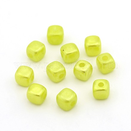 Opaque ABS Plastic Imitation Pearl Cube Beads MACR-M016-09-1