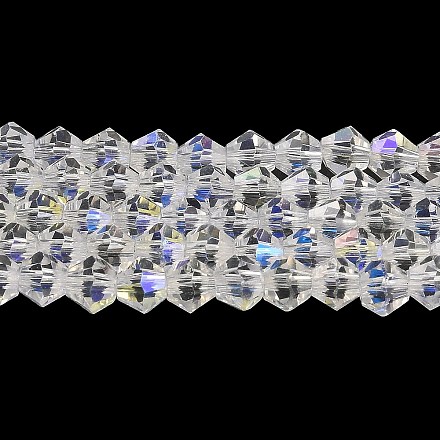 Transparentes perles de verre de galvanoplastie brins GLAA-F029-4mm-D13-1